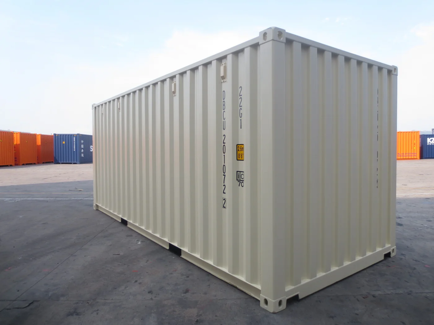 20 ft Cream White Shipping Container – One Trip – Used